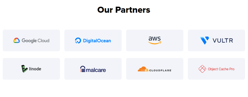 Les partenaires de l'hébergeur cloud Cloudways