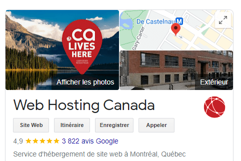 Profil Google de Hébergement web Canada